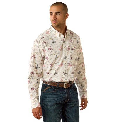 Ariat Men's Taber Classic Fit Long Sleeve Shirt - White Western Motif