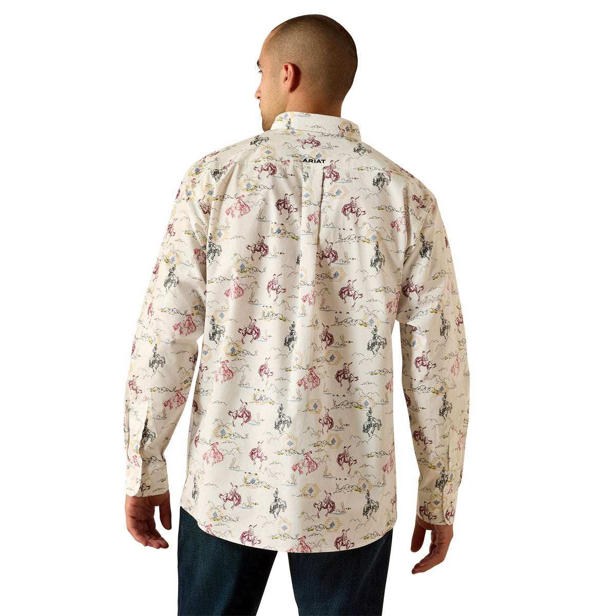 Ariat Men's Taber Classic Fit Long Sleeve Shirt - White Western Motif