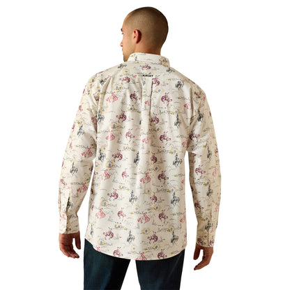 Ariat Men's Taber Classic Fit Long Sleeve Shirt - White Western Motif