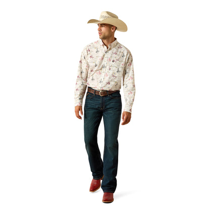 Ariat Men's Taber Classic Fit Long Sleeve Shirt - White Western Motif