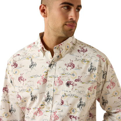 Ariat Men's Taber Classic Fit Long Sleeve Shirt - White Western Motif