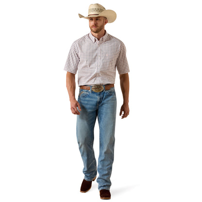 Ariat Men's Pro Series Tex Classic Fit Short Sleeve Shirt - White Plaid