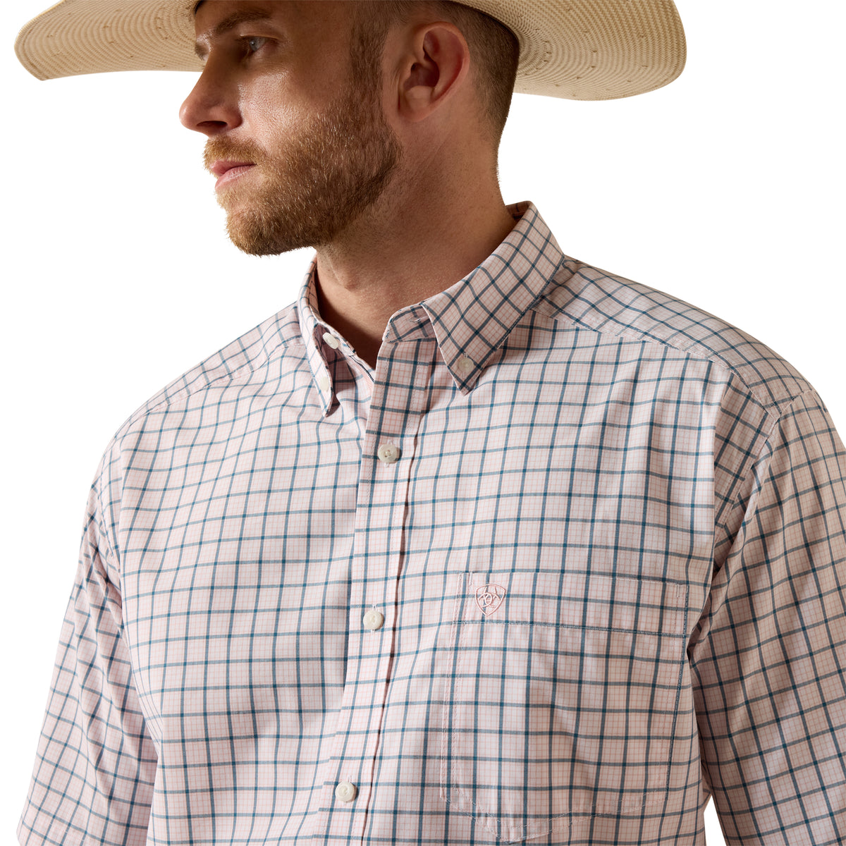 Ariat Men's Pro Series Tex Classic Fit Short Sleeve Shirt - White Plaid