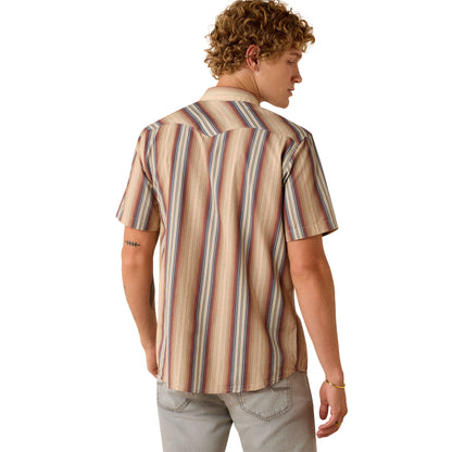 Ariat Men's Retro Haver Fitted Snap Short Sleeve Shirt - Copper Brown Stripe