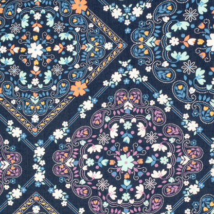 Just Country Women's Abbey Full Button Workshirt - Navy Floral Tiles WWLS2550