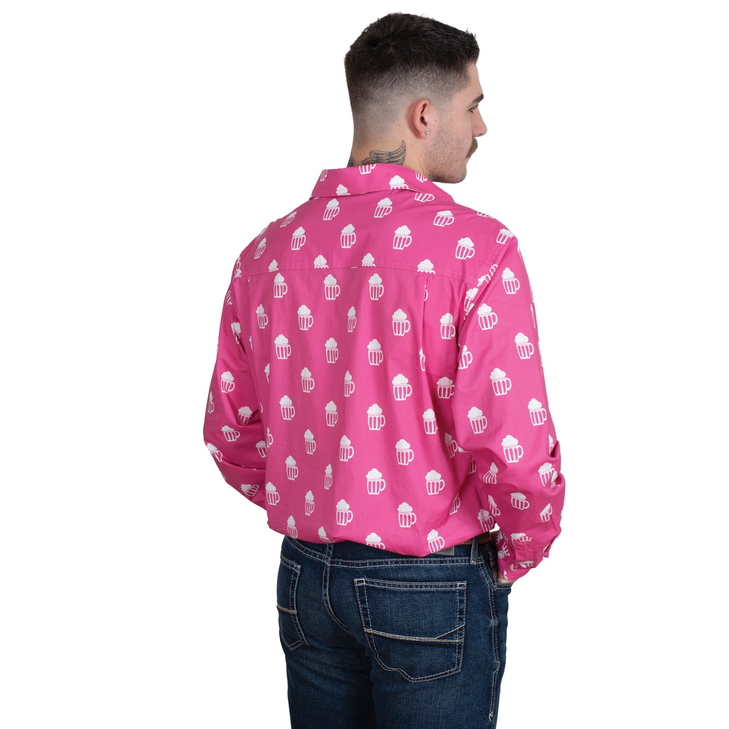 Just Country Men's Austin Full Button Long Sleeve Print Workshirt - Rose Brew