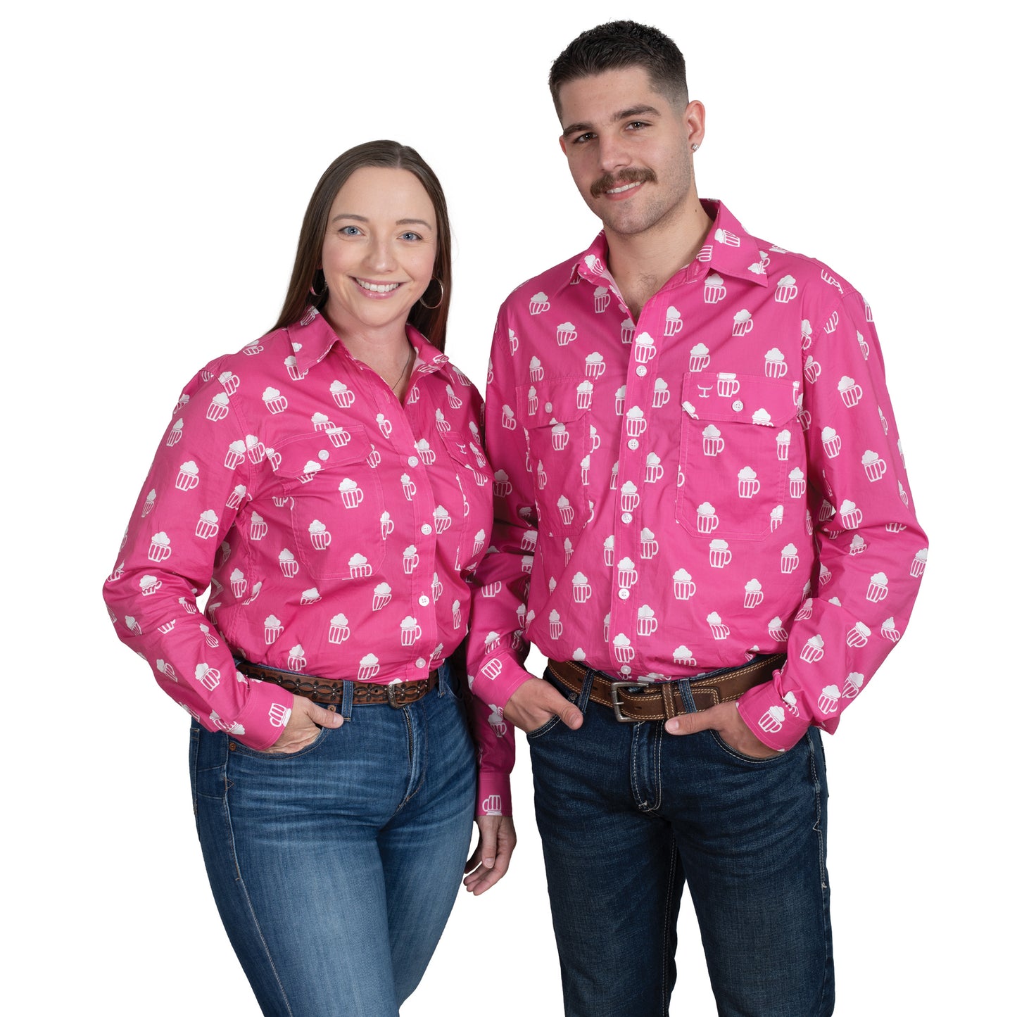 Just Country Men's Austin Full Button Long Sleeve Print Workshirt - Rose Brew