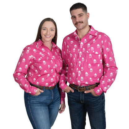 Just Country Women's Abbey Full Button Long Sleeve Print Workshirt - Rose Brew