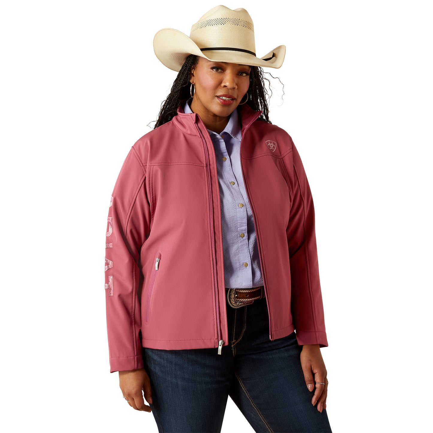 Ariat Womens New Team Softshell Jacket - Dry Rose/ Mauve Blur