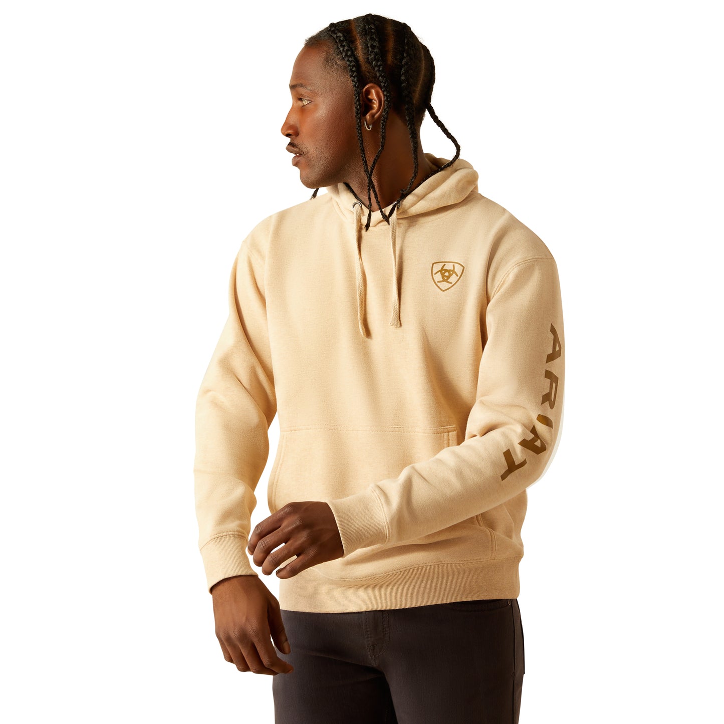 Ariat Mens Logo Hoodie - Tan Heather