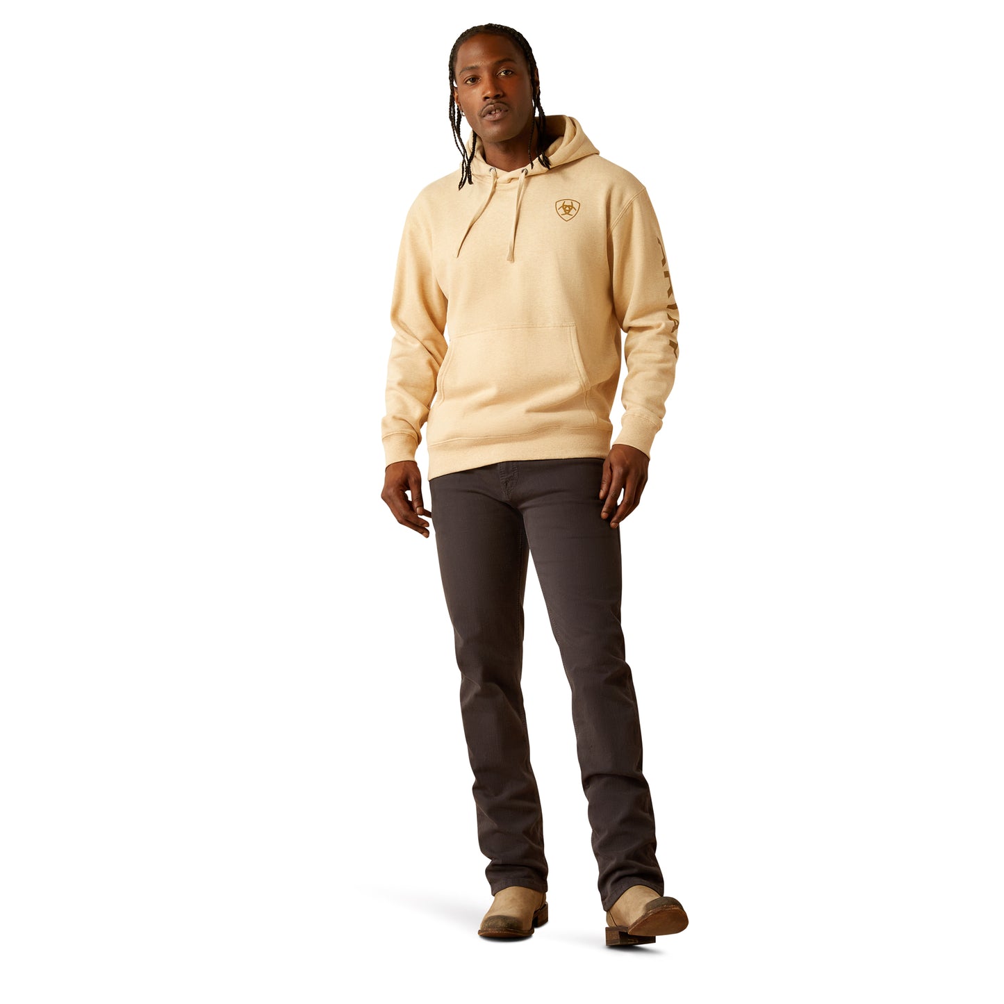 Ariat Mens Logo Hoodie - Tan Heather