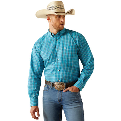 Ariat Mens Pro Series Journey Classic Fit Long Sleeve Shirt - Turquoise