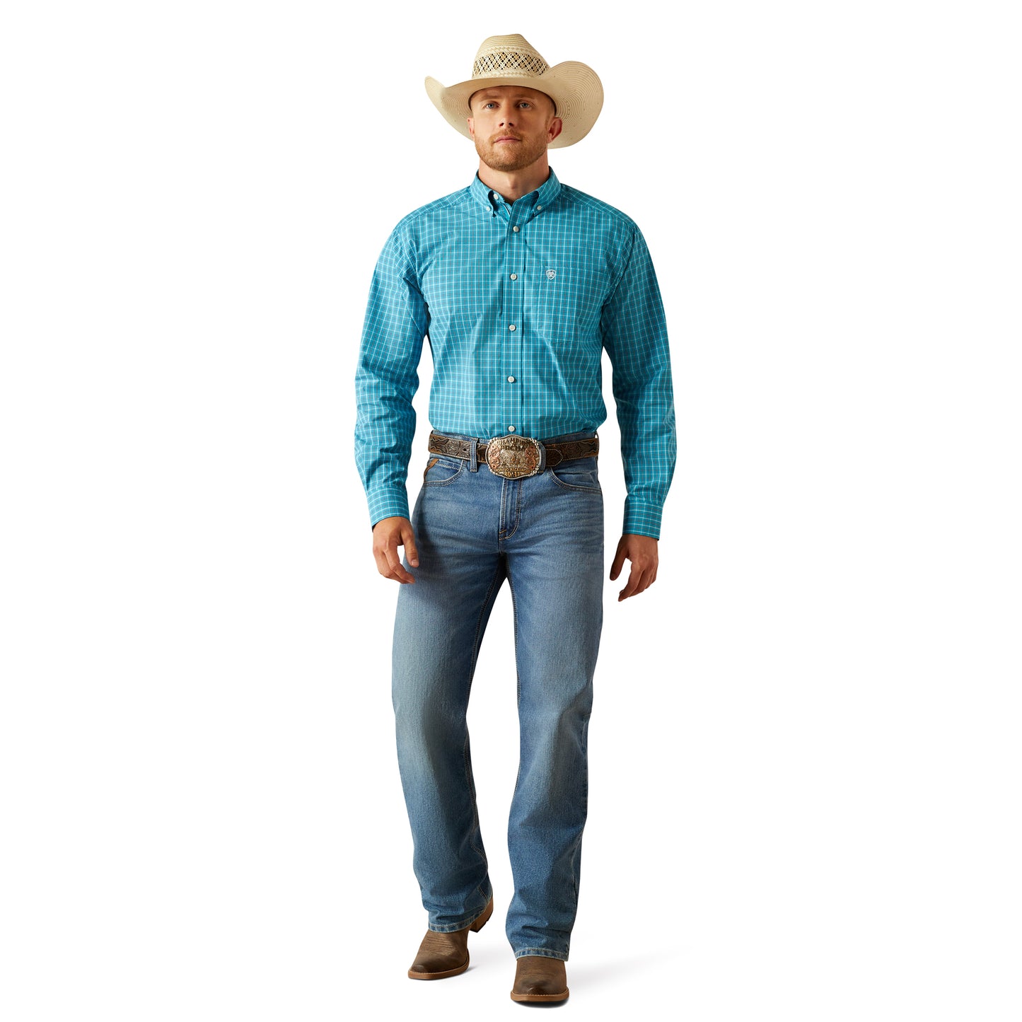Ariat Mens Pro Series Journey Classic Fit Long Sleeve Shirt - Turquoise