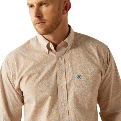 Ariat Mens Johnny Classic Fit Long Sleeve Shirt - Light Brown