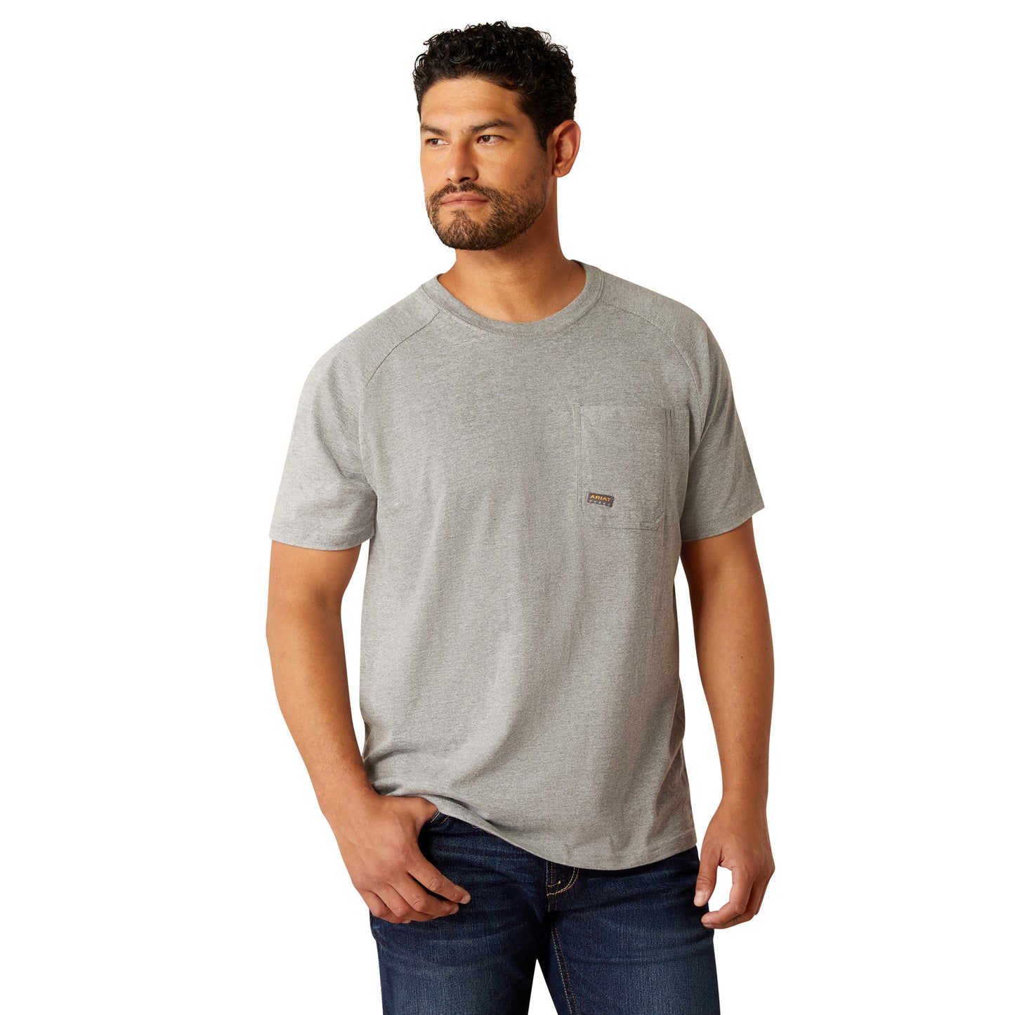Ariat Mens Rebar Cotton Strong Hardhead Short Sleeve T-shirt - Heather Grey