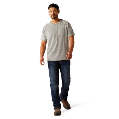 Ariat Mens Rebar Cotton Strong Hardhead Short Sleeve T-shirt - Heather Grey