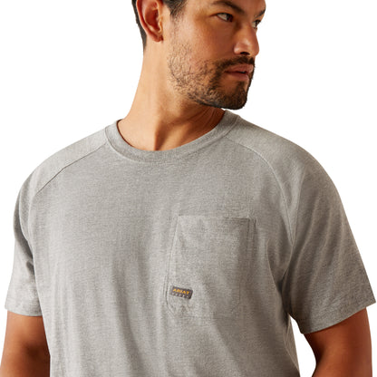 Ariat Mens Rebar Cotton Strong Hardhead Short Sleeve T-shirt - Heather Grey