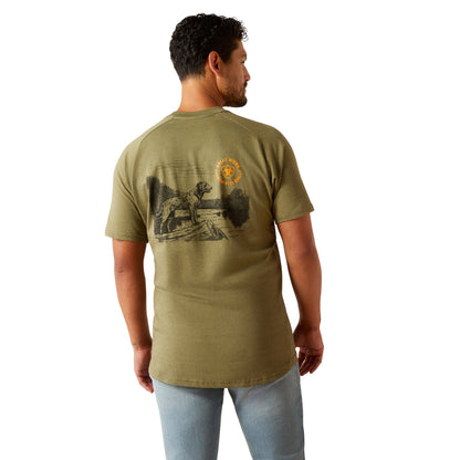 Ariat Mens Rebar Cotton Strong Buddy Short Sleeve T-shirt - Oil Green