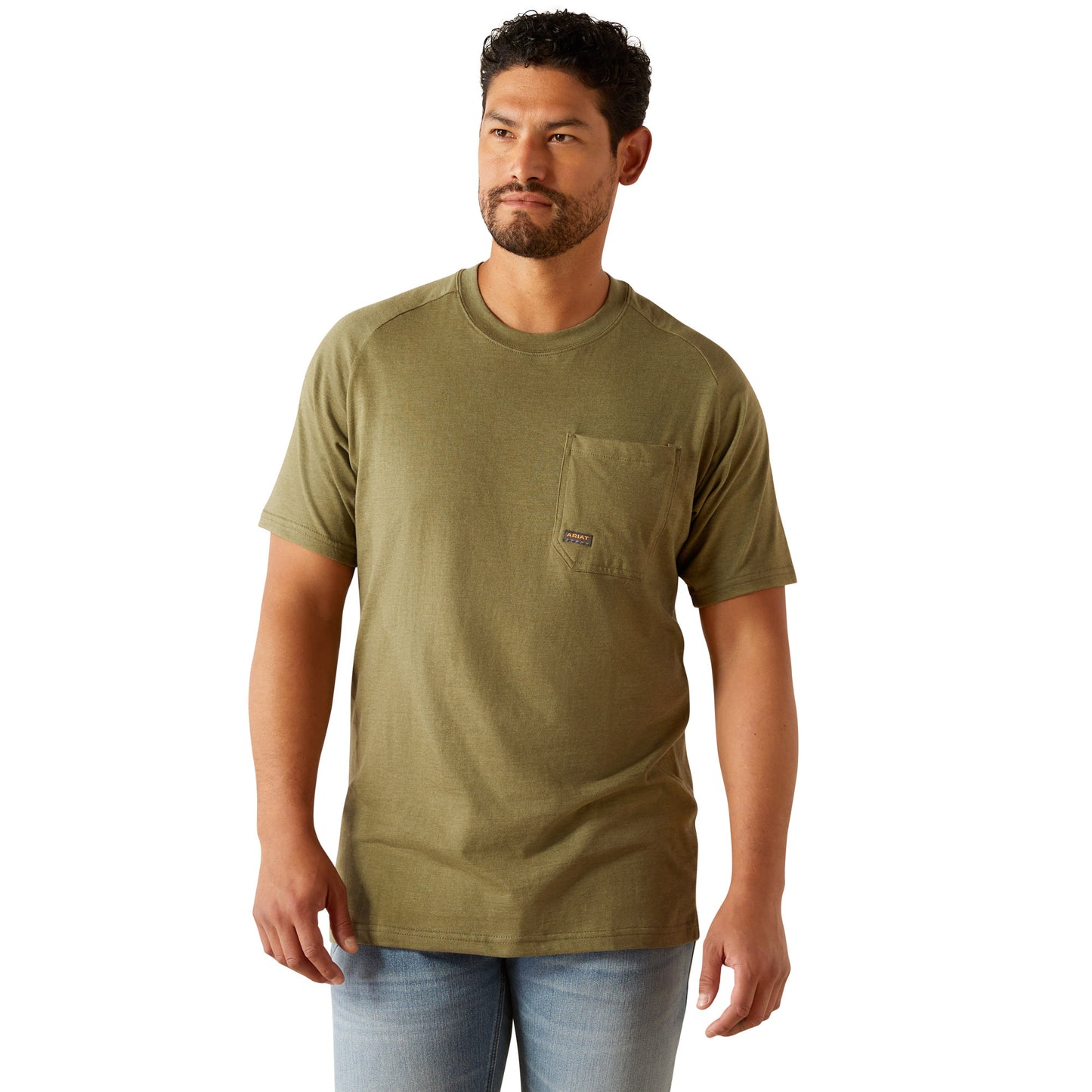 Ariat Mens Rebar Cotton Strong Buddy Short Sleeve T-shirt - Oil Green