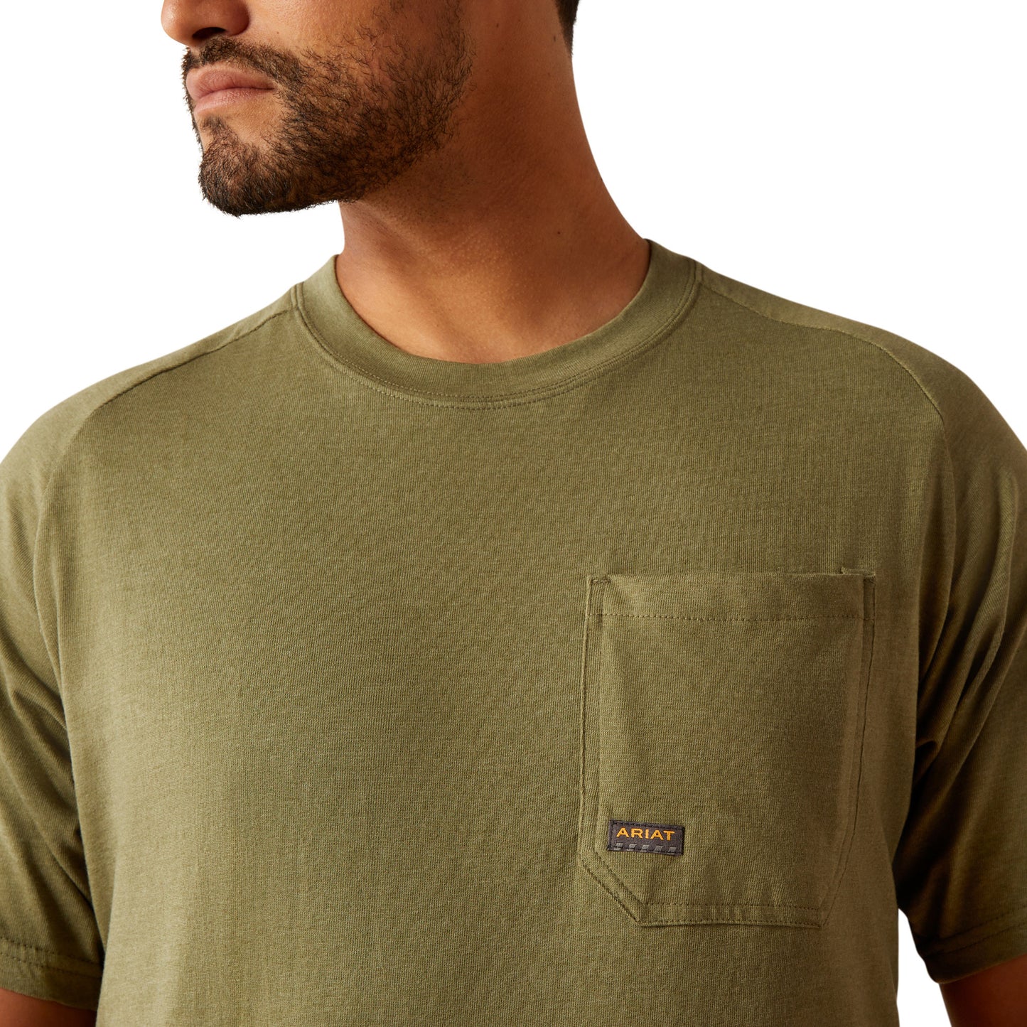 Ariat Mens Rebar Cotton Strong Buddy Short Sleeve T-shirt - Oil Green