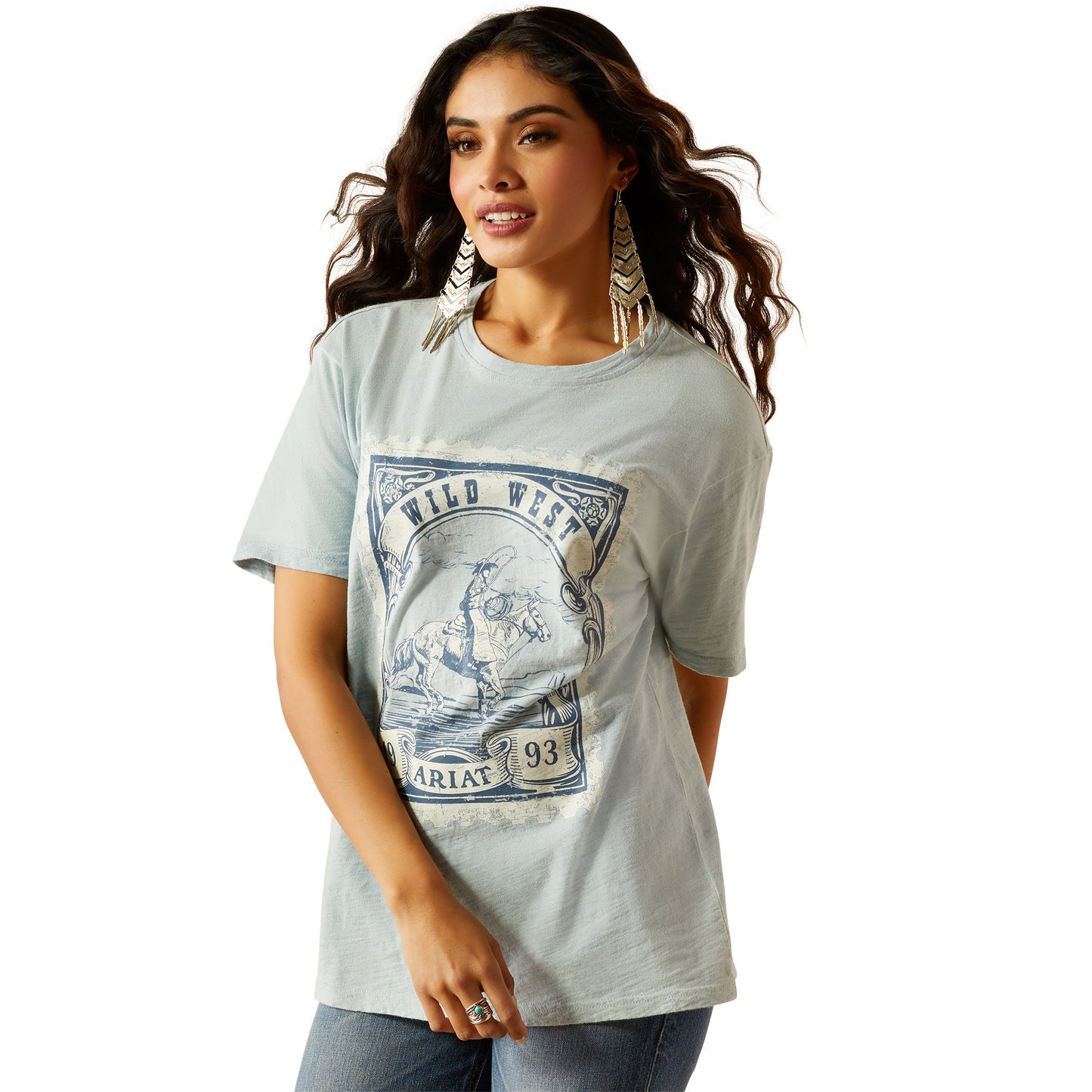 Ariat Women's Wild West Stamp T-shirt - Bleached Blue
