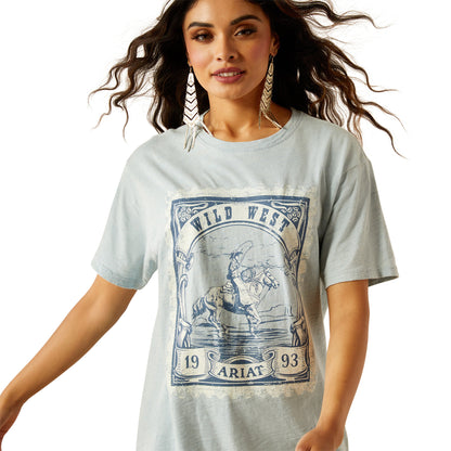 Ariat Women's Wild West Stamp T-shirt - Bleached Blue