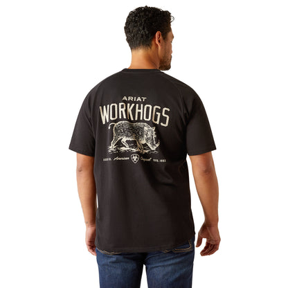 Ariat Mens Rebar Cotton Strong Workhog Short Sleeve T-shirt - Black