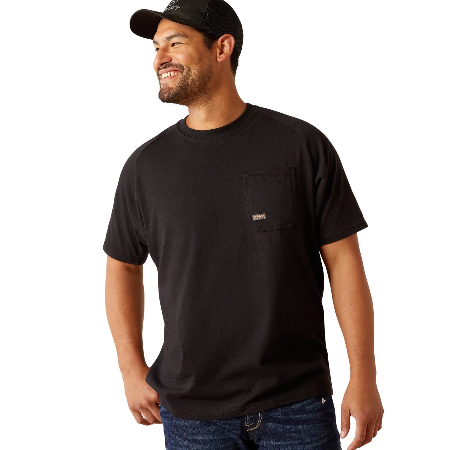 Ariat Mens Rebar Cotton Strong Workhog Short Sleeve T-shirt - Black