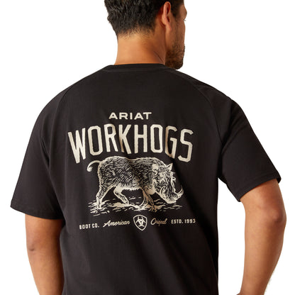 Ariat Mens Rebar Cotton Strong Workhog Short Sleeve T-shirt - Black