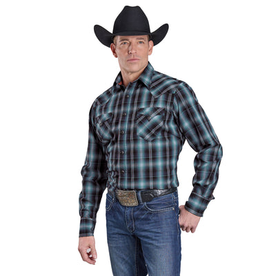 Roper Men's West Made Collection Long Sleeve Plaid Blue 03-001-0062-0710