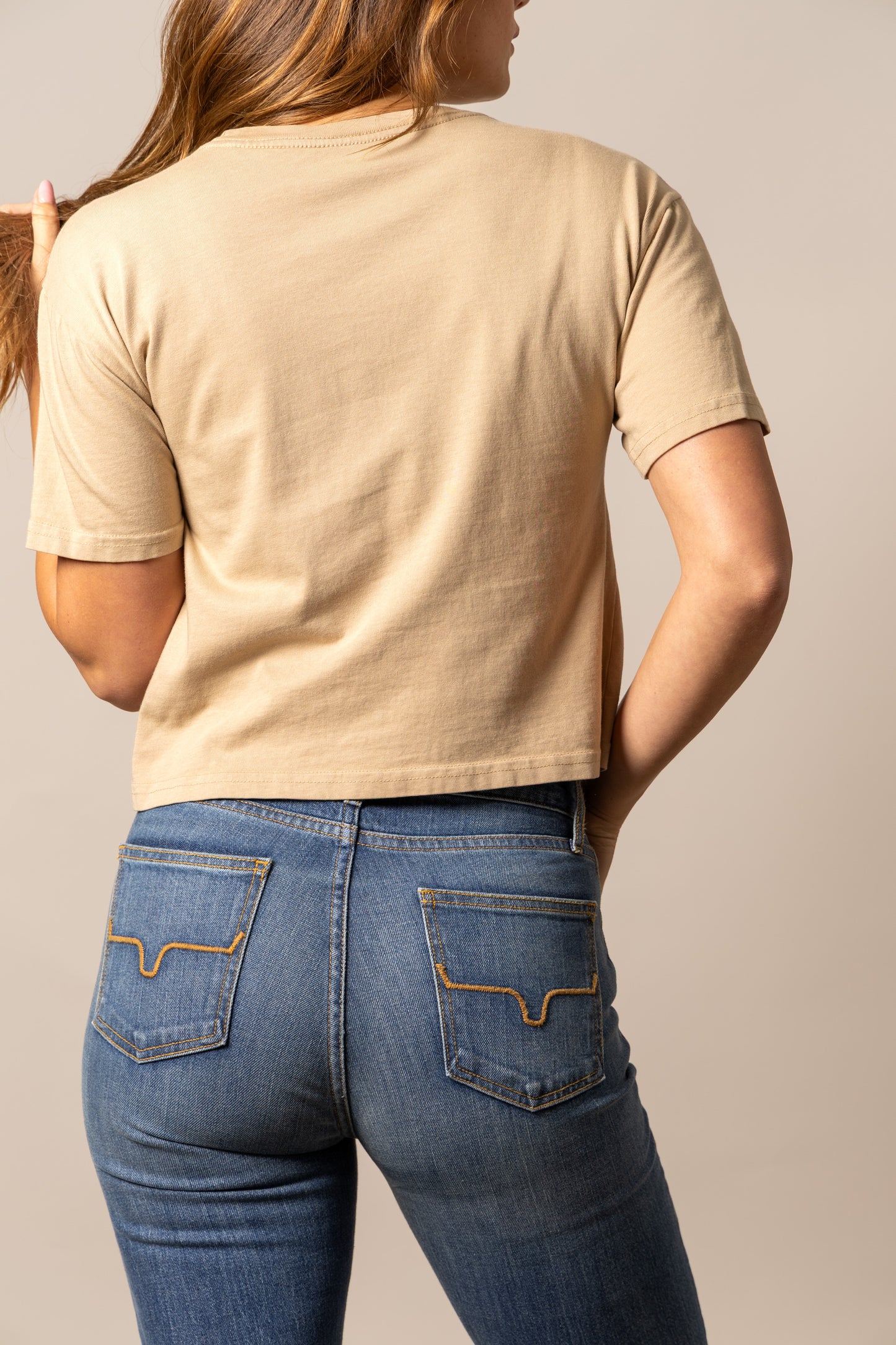 Kimes Ranch Women's Bison Skull Crop Tee - Tan