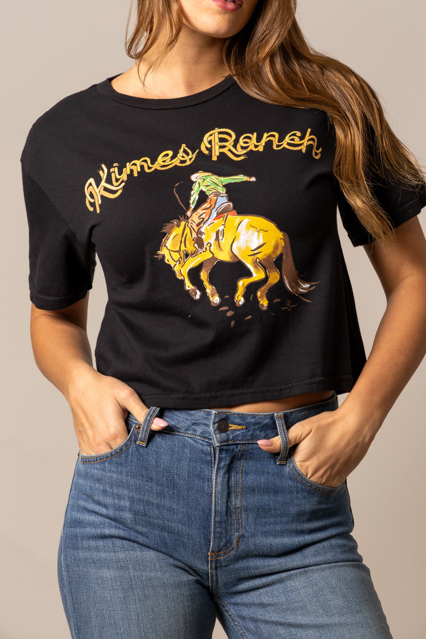 Kimes Ranch Women's  Lucky B Rodee-oh Cropped Tee - Black