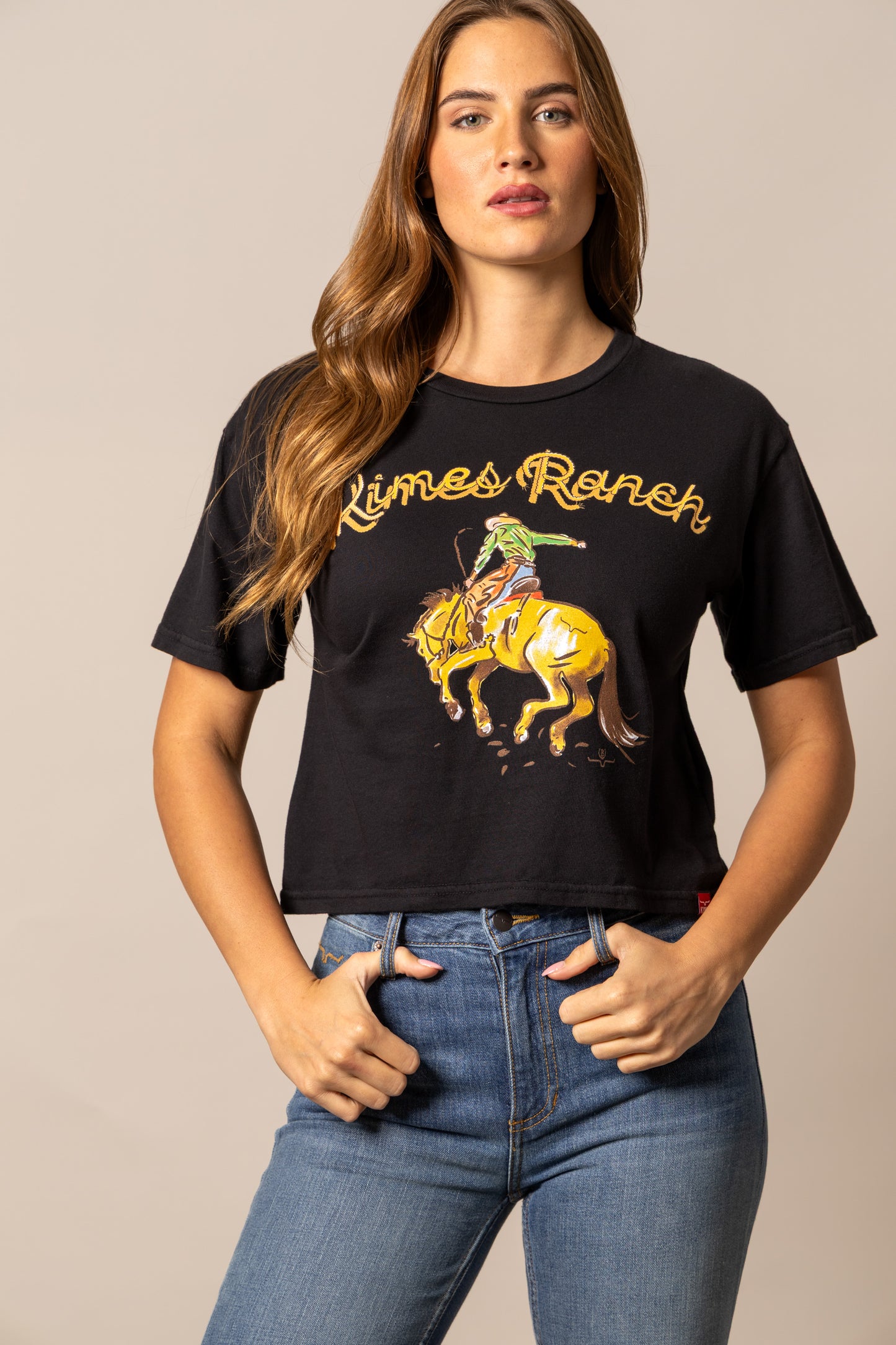 Kimes Ranch Women's  Lucky B Rodee-oh Cropped Tee - Black