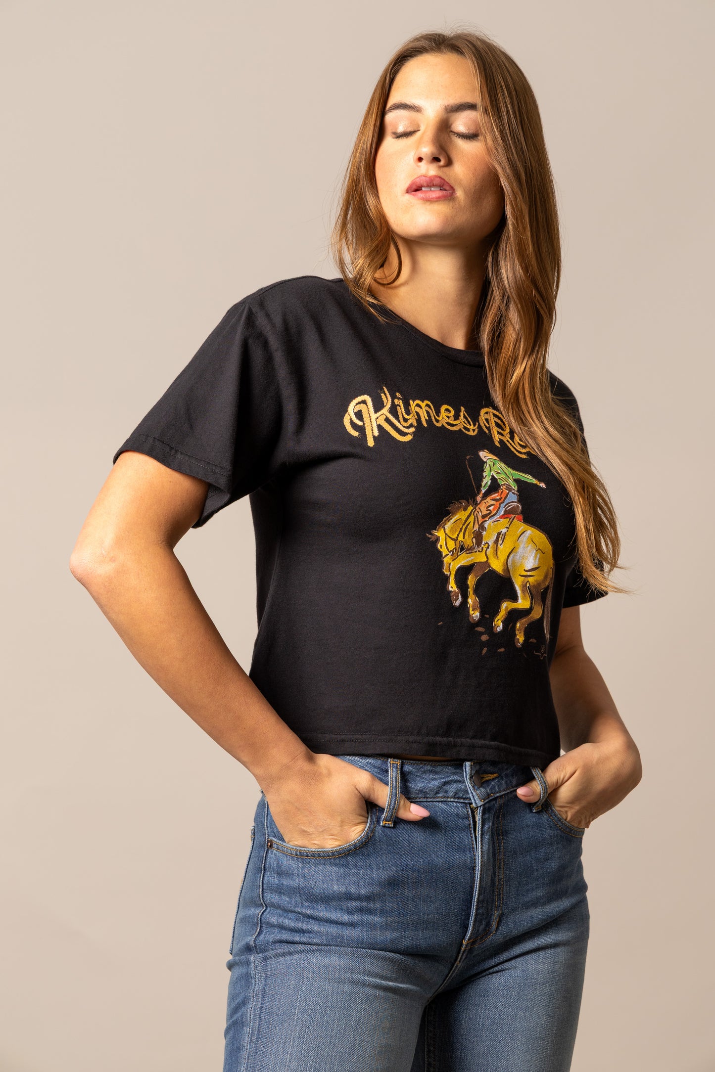 Kimes Ranch Women's  Lucky B Rodee-oh Cropped Tee - Black