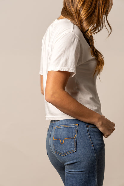 Kimes Ranch Women's  Lucky B Rodee-oh Cropped Tee - White