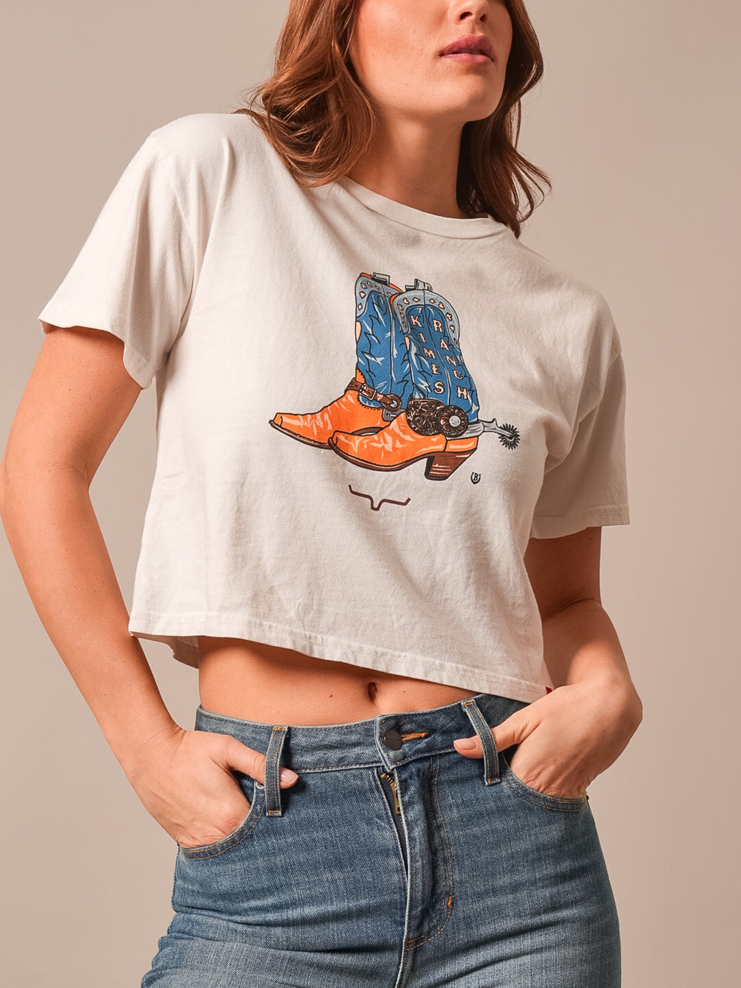 Kimes Ranch Women's Walking B Boots For Walkin Cropped Tee - White