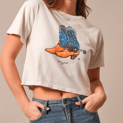 Kimes Ranch Women's Walking B Boots For Walkin Cropped Tee - White