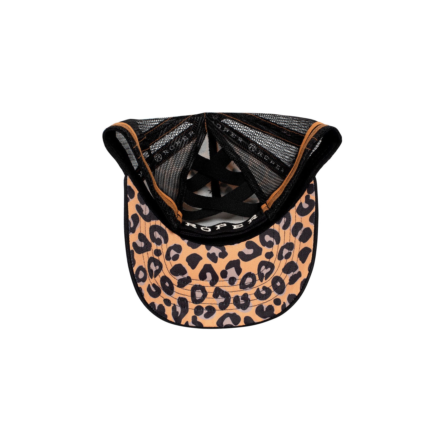 Roper Trucker Cap High Pony Tail Leopard Print