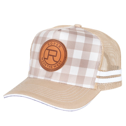 Roper Trucker Cap - Plaid Fawn/Stone