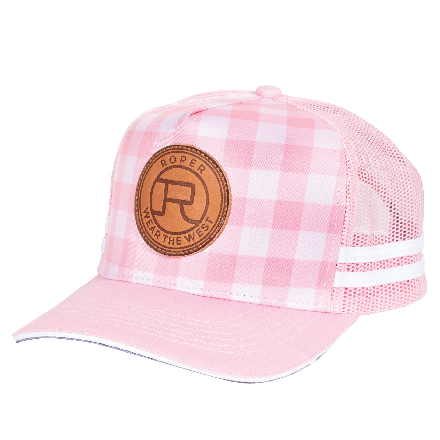 Roper Trucker Cap - Plaid Pink/Light Pink