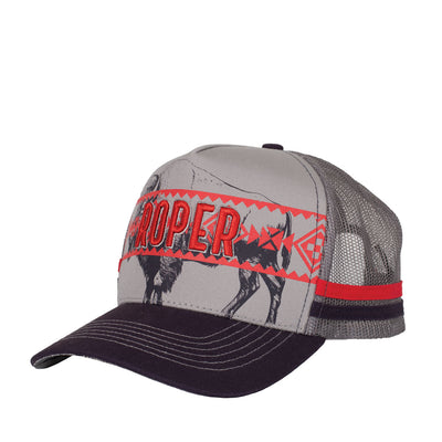 Roper Trucker Cap - Aztec Bison Grey