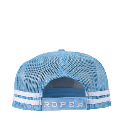 Roper Trucker Cap - Mini Plaid Cornflower Blue/White