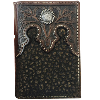 Roper Wallet - Tri Fold Tooled Yoke Brown