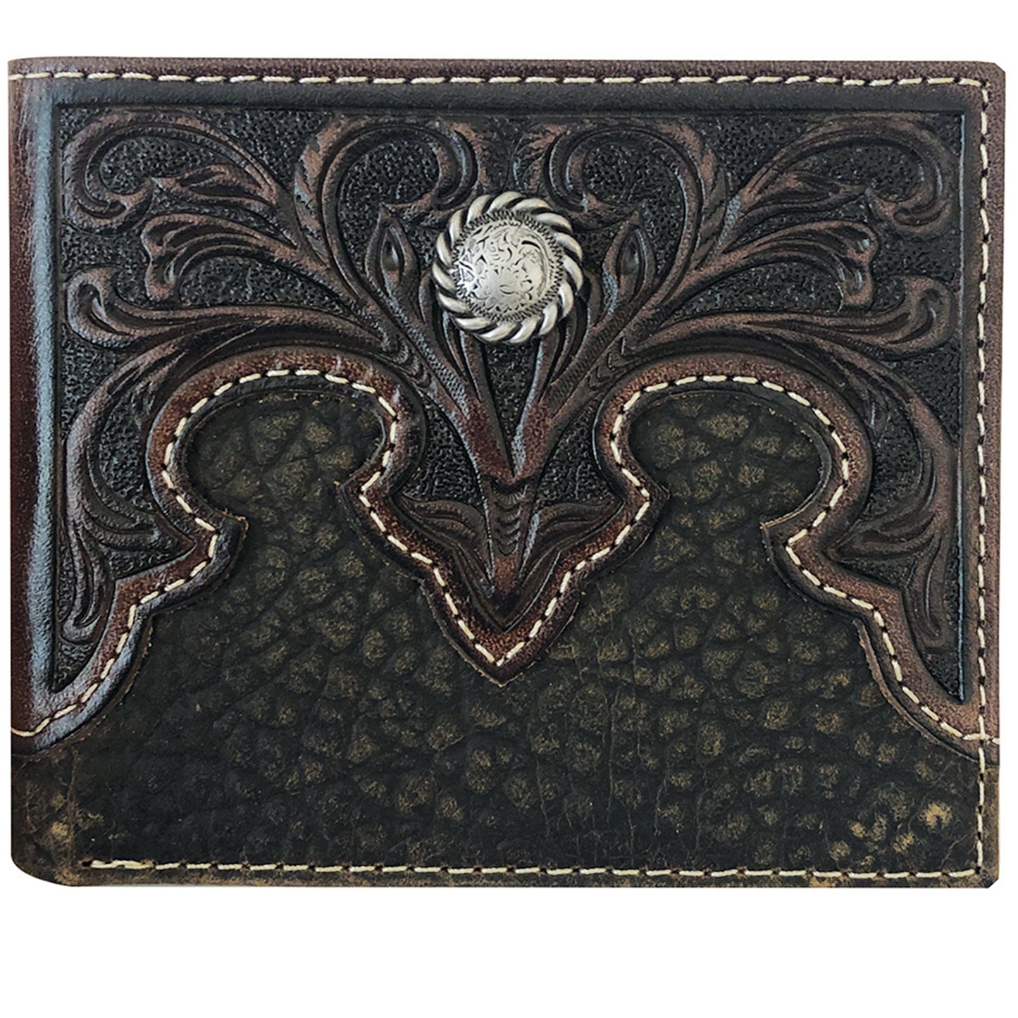 Roper Wallet - Bi Fold Tooled Yoke Brown