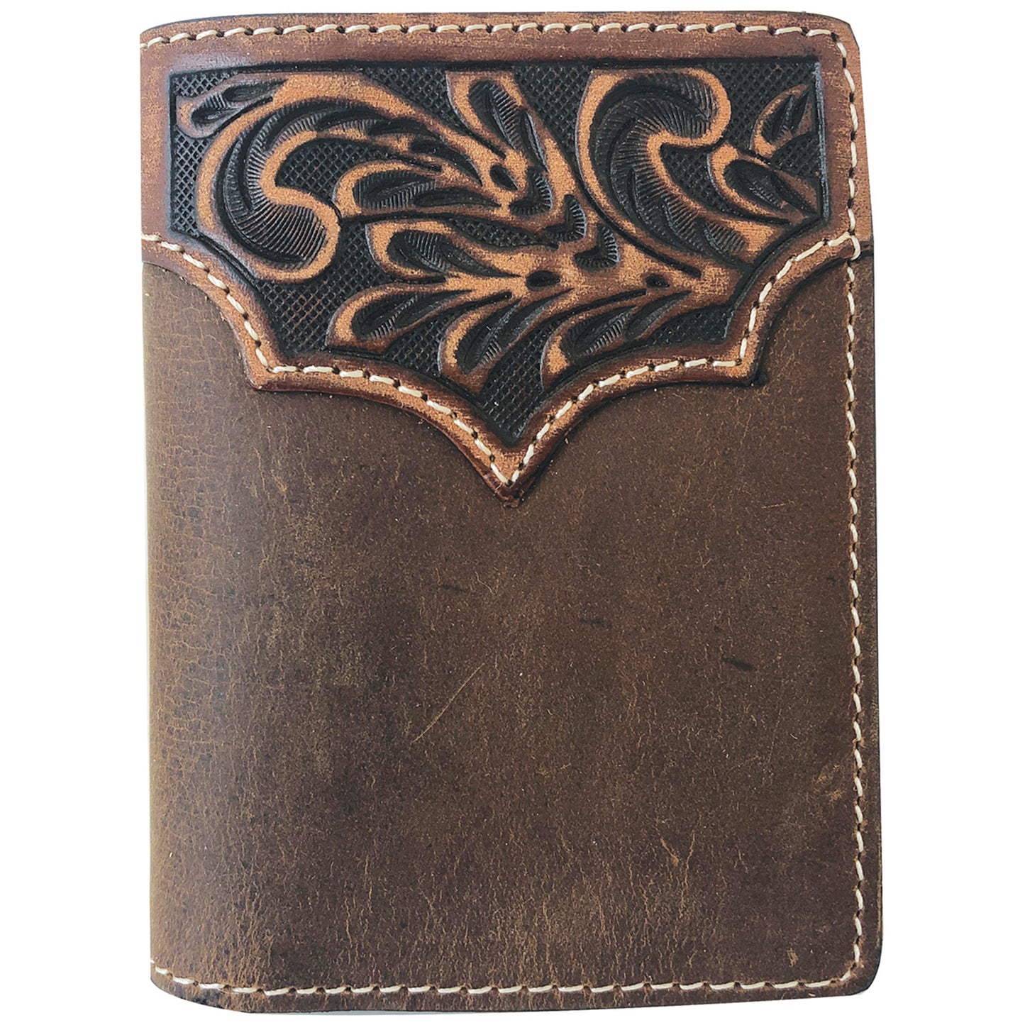 Roper Wallet - Tri Fold Tooled Yoke Tan