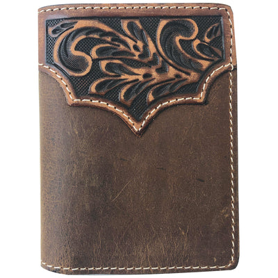 Roper Wallet - Tri Fold Tooled Yoke Tan