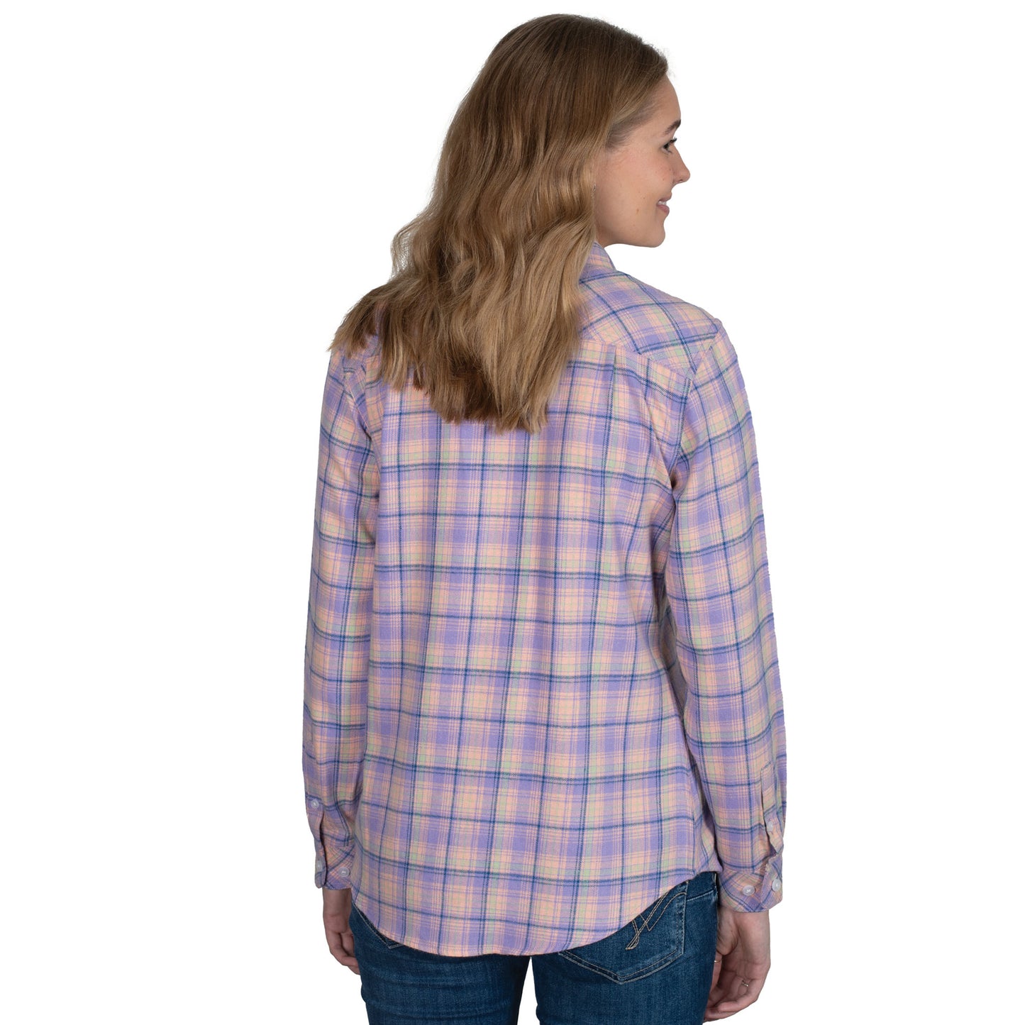 Just Country Women's Jahna Flannel Long Sleeve Shirt - Orchid/Peach