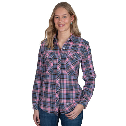 Just Country Women's Brooke Flannel Long Sleeve Shirt - Pink/ Orchid / Blue