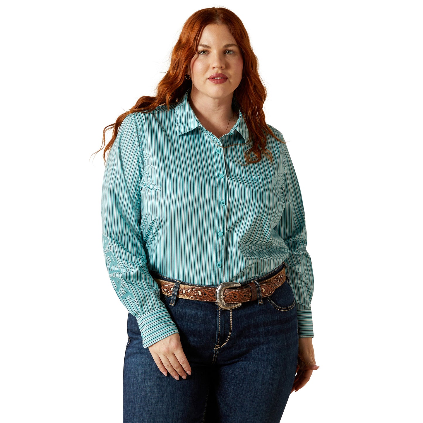 Ariat Women's Team Kirby Pro Long Sleeve Shirt - Aqua Stripe