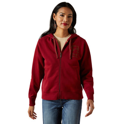 Ariat Women's Stitched Full Zip Hoodie - Biking Red